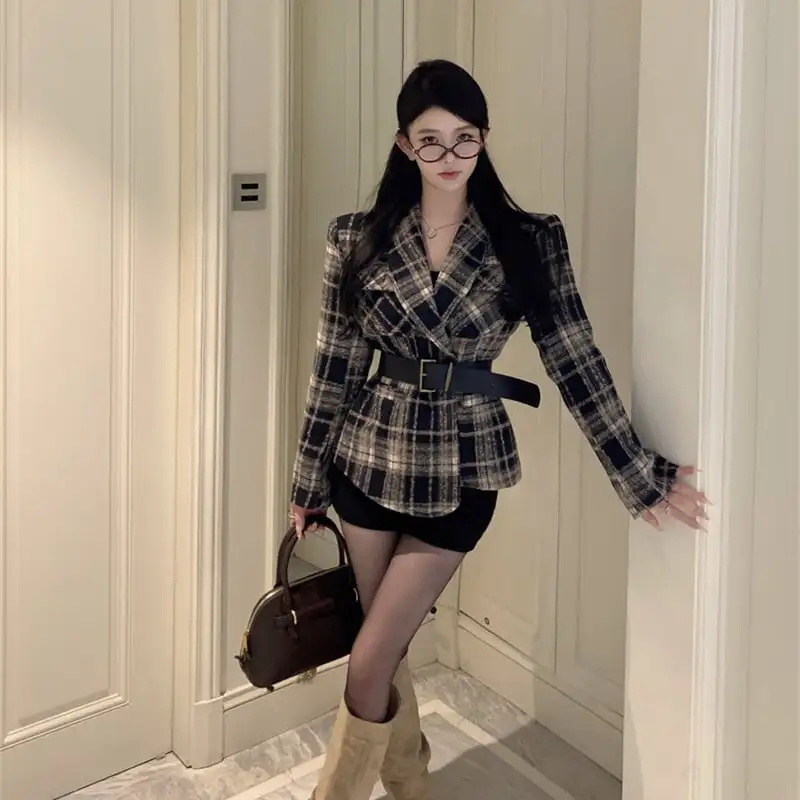 アウター スーツ ジャケット チェック柄 レトロ ファッション