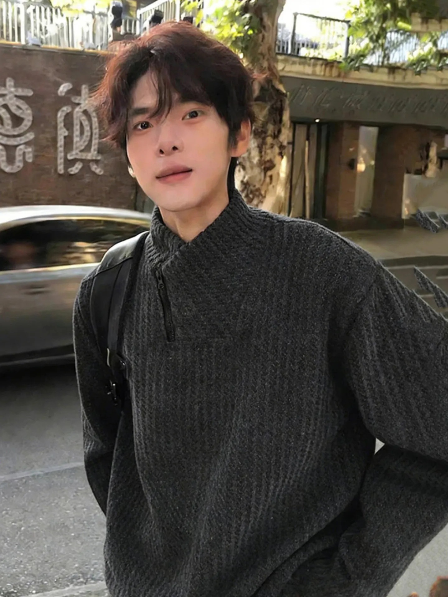 大人気 スタンドネック ルーズ 着心地良い トップス