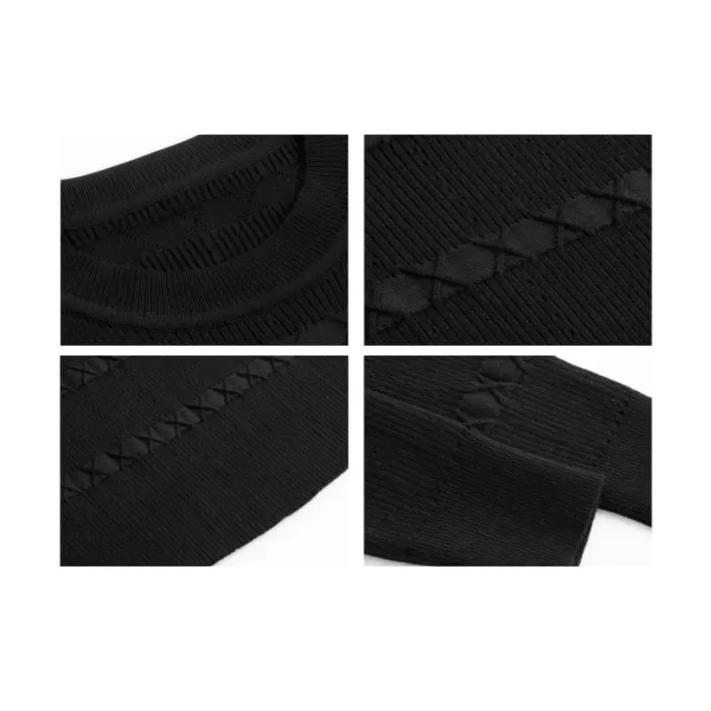 ワンピース ニット ラウンドネック フェミニン ブラック