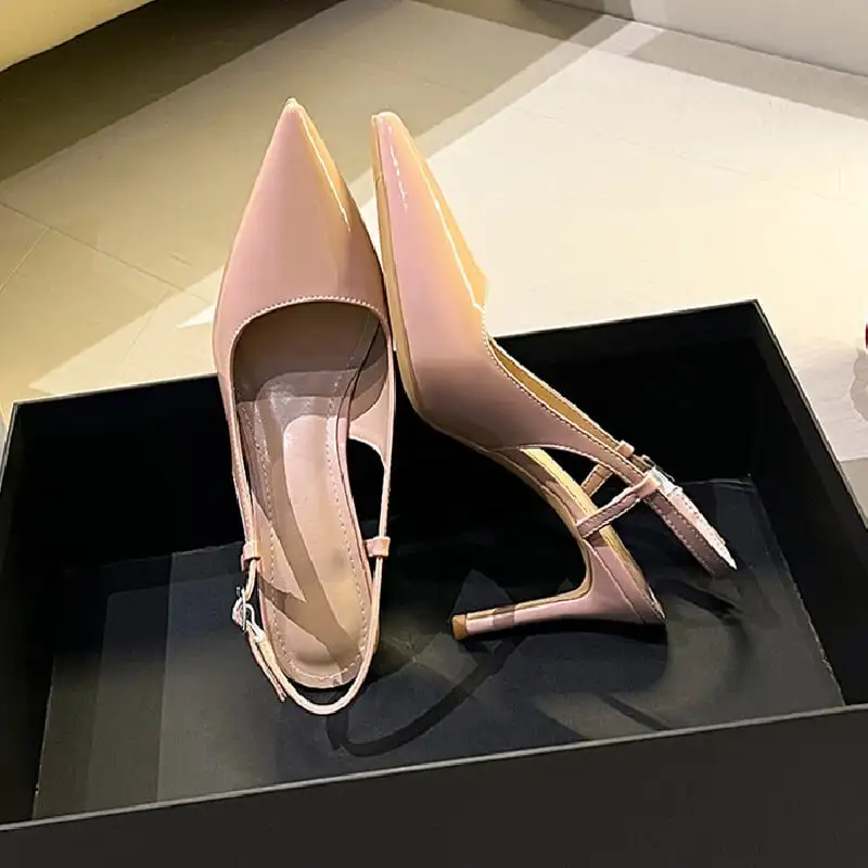 シューズ パンプス 無地 ヌードピンク ブラック 8CM/10CM