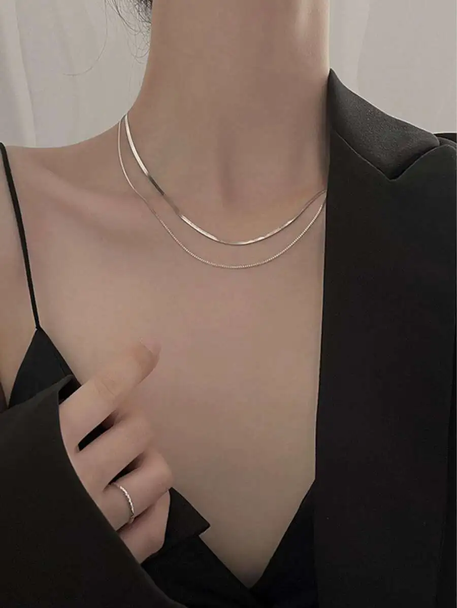 ダブルレイヤー ネックレス レディース ペンダント アクセサリー シンプル エレガント