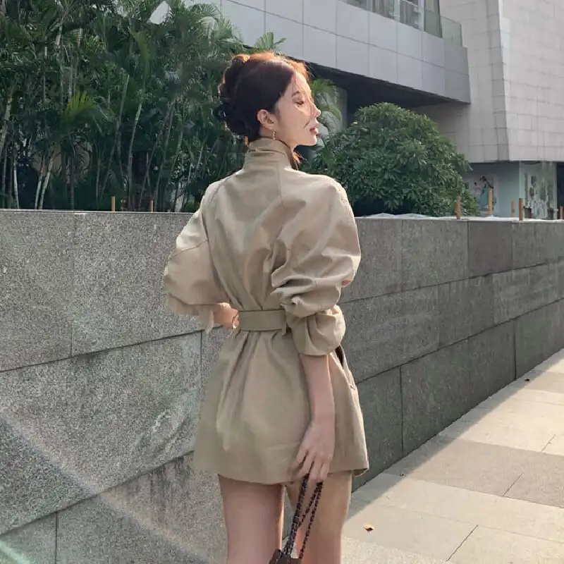 アウター トレンチコート 配色 バイカラー ミドル丈 カジュアル