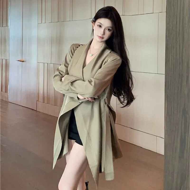 アウター トレンチコート ビッグラペル ミドル丈 抜け感 気質溢れる