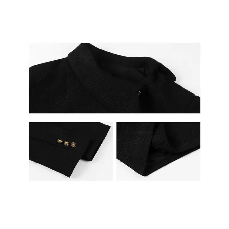 アウター ジャケット ターンダウンカラー ショート丈 フィット ブラック