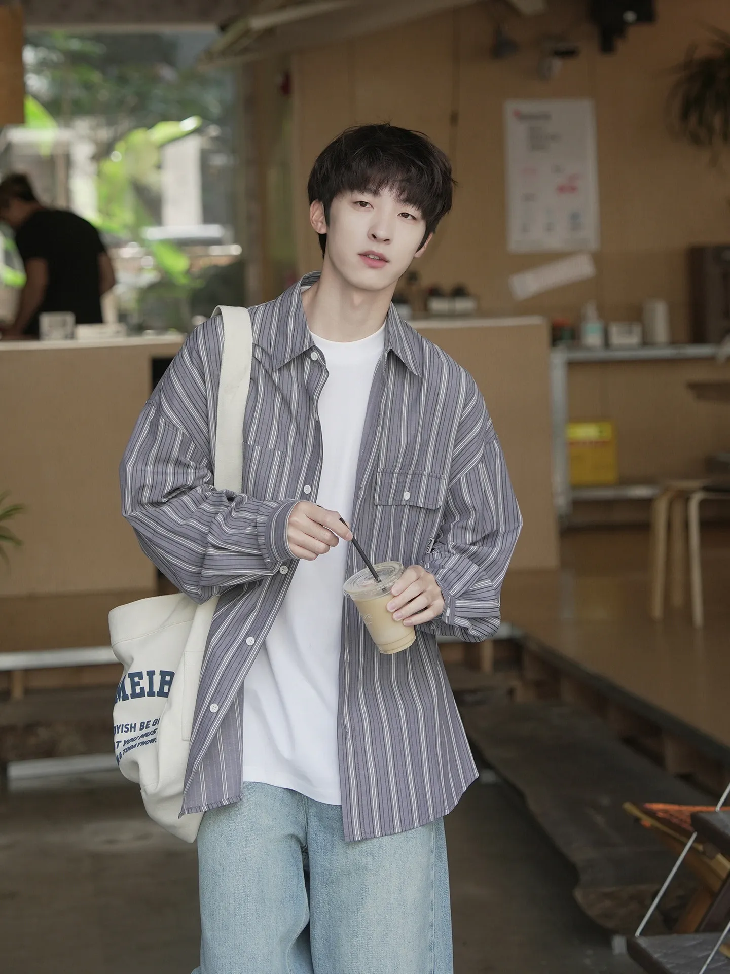 バイカラー ストラップ トレンド ルーズ シャツ