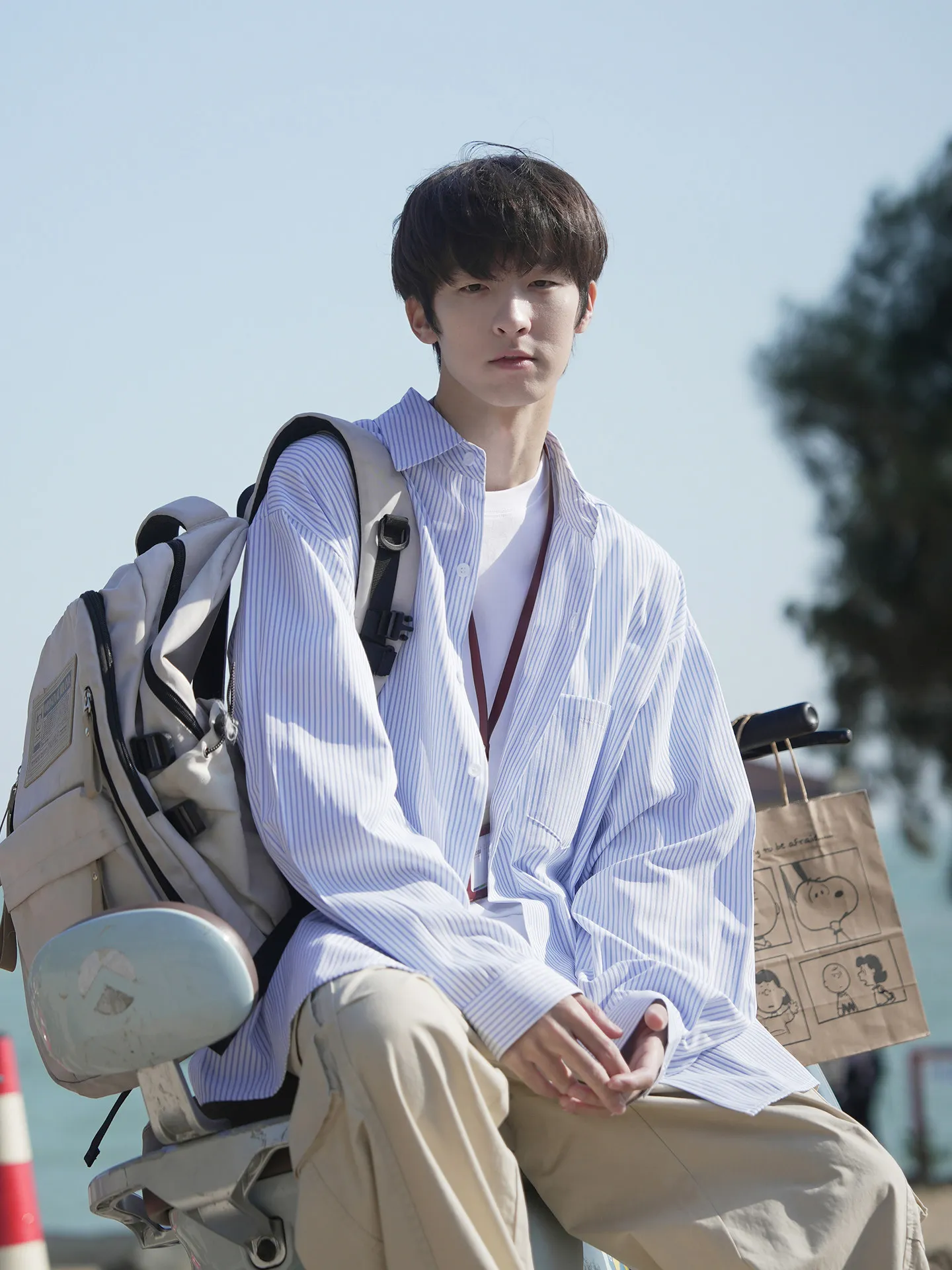 定番 ストライプ ルーズ カジュアル 長袖 シャツ