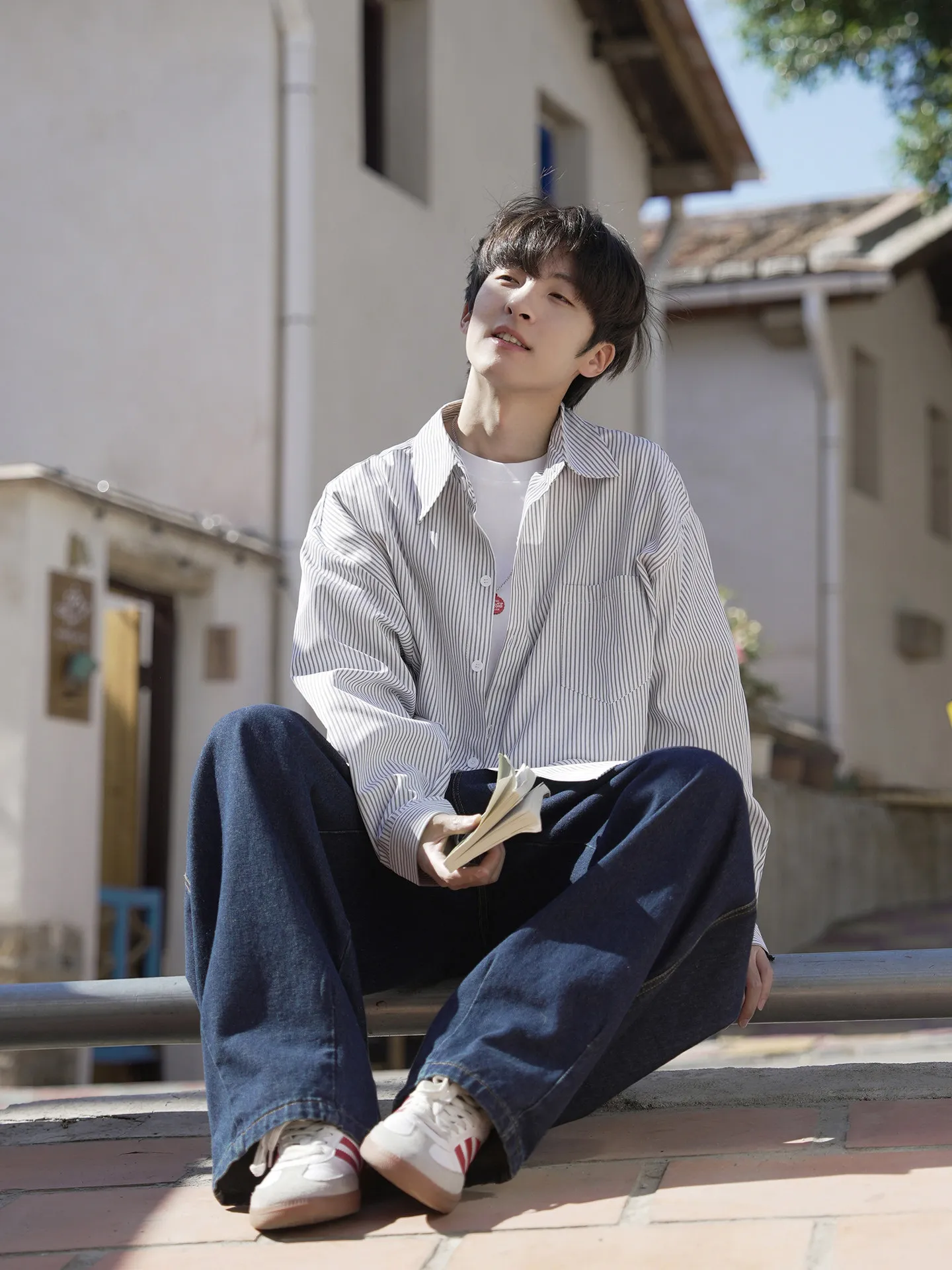 定番 ストライプ ルーズ カジュアル 長袖 シャツ