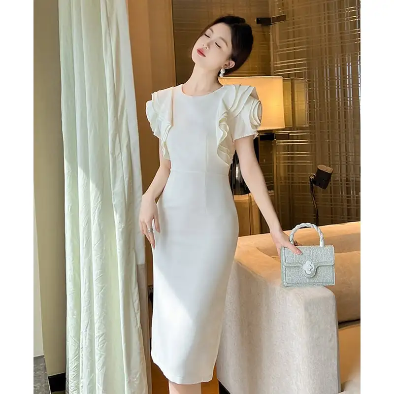 ワンピース デザイン感 スリム バックスリット