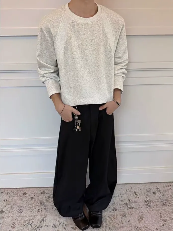 定番 シンプル 合わせやすい 切り替え 長袖 Tシャツ