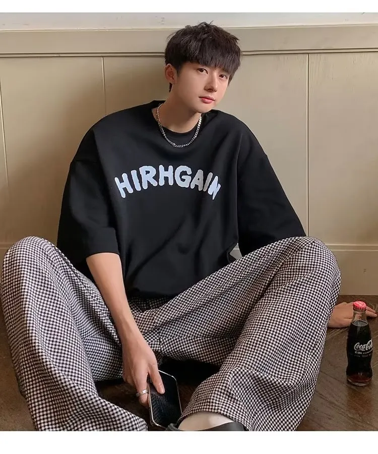 リラックス感ある アルファベット 通気性良い 半袖 Tシャツ